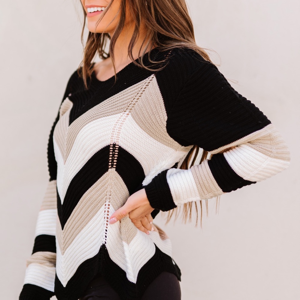 Chevron Color Block Sweater - Picture 4 of 4